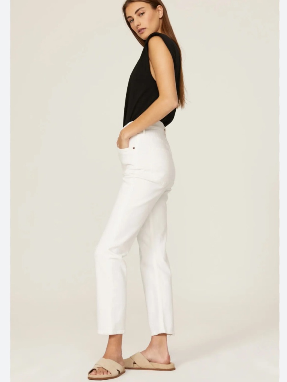 AGOLDE | White High-Rise Cropped Straight Jeans | Riley | 27